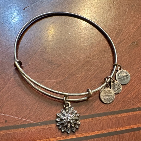 Silver Alex and Ani flower Charm Bangle Bracelet - Picture 1 of 3